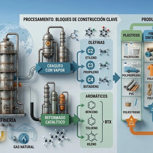 Petrochemical refining process diagram